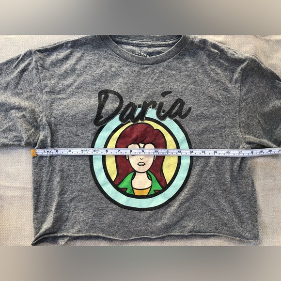 MTV Daria & Jane Short Sleeve Raw Hem Crop T-shirt Size Small Vintage Dark Gray - Picture 9 of 13